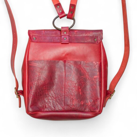 Embrazio Revival Small Handmade Leather Backpack – Red - Picture 14 of 16